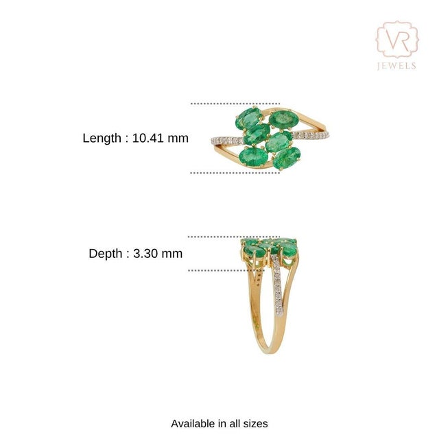 14k Gold Certified Natural Zambian Emerald Diamond Cluster Ring Size 6.5 For Sale - Image 12 of 18