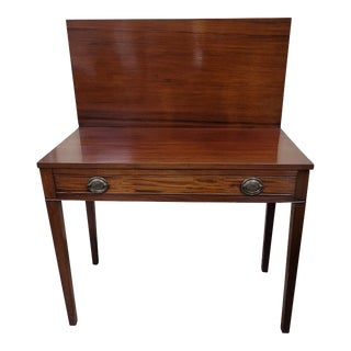 American Sheraton 18th Century Flip Top Single Drawer Table For Sale