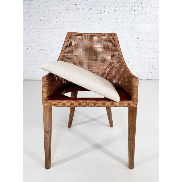 Wood and Rattan Bar Stools, Set of 4 For Sale - Image 5 of 15