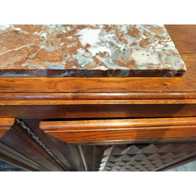 French Art Deco Marble Top Sideboard With Carved Birds and Flowers. For Sale - Image 10 of 12