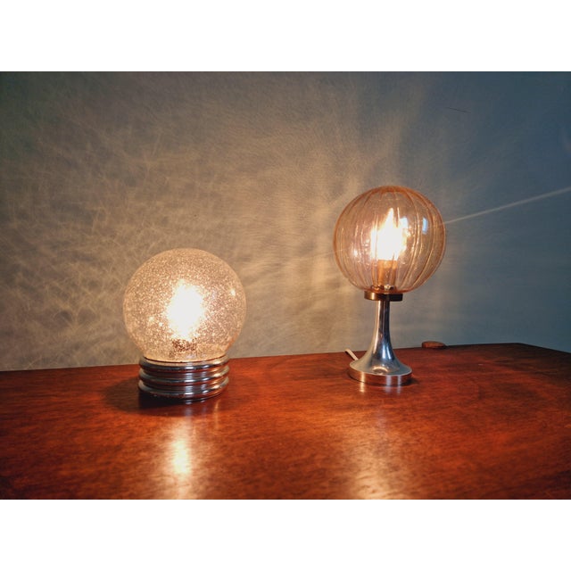 Space Age Table Lamp in Bubbled Glass, 1970s For Sale - Image 10 of 11