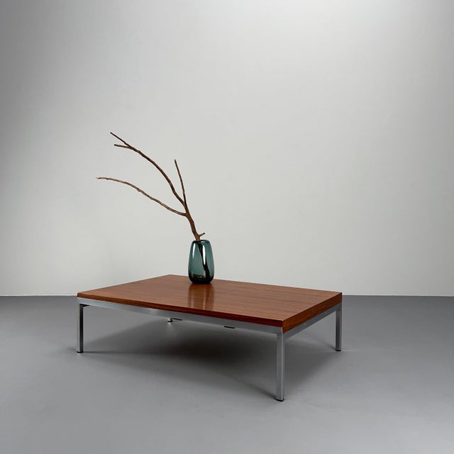 Mid-Century Modern Vintage Coffee Table in Stainless Steel and Teak by Johannes Spalt for Wittmann, 1960s For Sale - Image 3 of 9