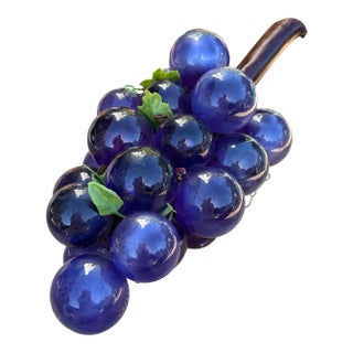 Mid 20th Century Modern Colbalt Blue Grape Cluster Driftwood Lucite/Acrylic Centerpiece For Sale