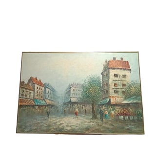 1950s Caroline Burnett Impressionist Paris Cityscape Painting For Sale