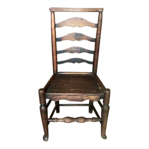 Antique 19th Century English George III Ladder-Back Oak Side Chair