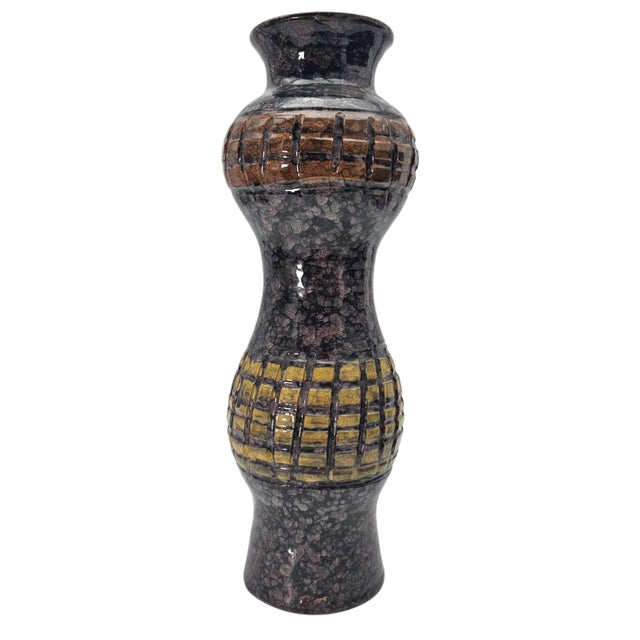 Mid-Century Italian Studio Pottery Brutalist Volcanic Glaze Lava Floor Vase 14" For Sale - Image 9 of 12
