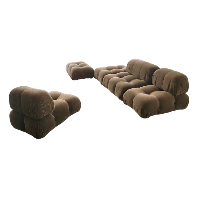 Modular Camaleonda Armchairs and Ottoman in Brown Corduroy by Mario Bellini for C&B Italia, 1970s, Set of 5 For Sale