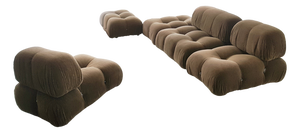 Modular Camaleonda Armchairs and Ottoman in Brown Corduroy by Mario Bellini for C&B Italia, 1970s, Set of 5