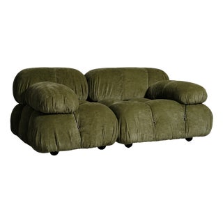 Camaleonda Sofa bin Green Linen Velvet y Mario Bellini for B&B Italia, 1972, Set of 2 For Sale