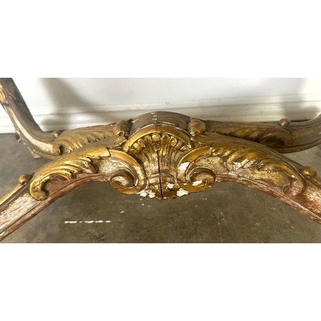 White 19th C. French Painted & Parcel Gilt Table W/ Marble Top For Sale - Image 8 of 17