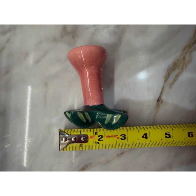 Pink Vintage Hand-Painted Ceramic Palm Tree Salt and Pepper Shakers, a Pair For Sale - Image 8 of 9