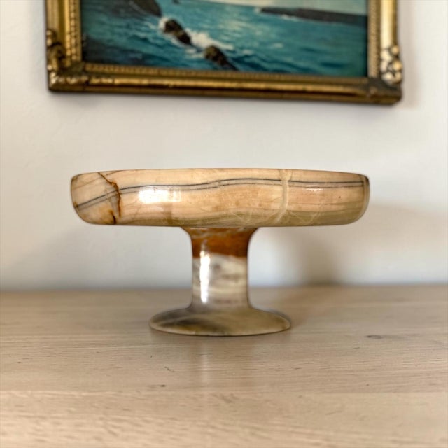 Vintage Banded Onyx Pedestal Compote or Central Bowl For Sale - Image 4 of 7