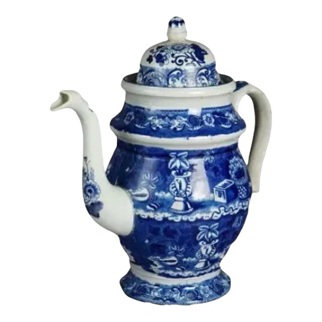 Antique Stevenson Staffordshire Pottery Transferware Coffee Tea Pot For Sale