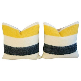 Authentic Hudson's Bay Blanket Pillows - A Pair For Sale