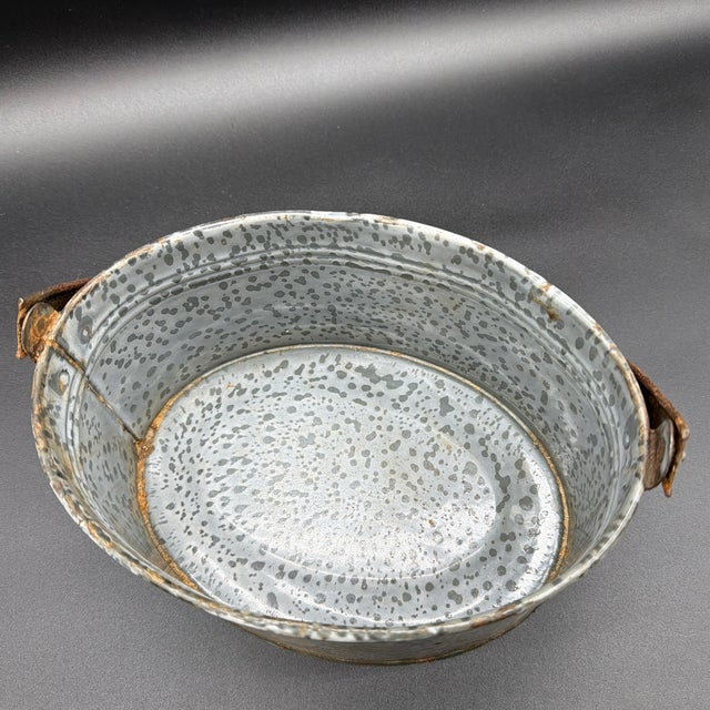 Gray A Rare Antique Gray Agateware Oval Lunch Pail With Agate Lid, Circa 1900 For Sale - Image 8 of 12