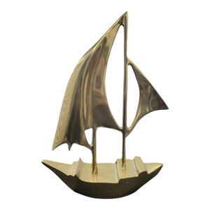 Vintage Solid Brass Sailboat Table Room Decor