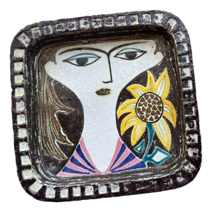 Face Illustration Ceramic Bowl by Mari Simmulson for Upsala Ekeby, Sweden, 1960s