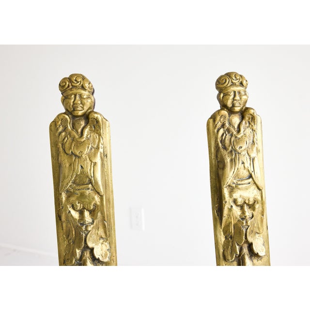 Bronze Early 19th Century French Baroque Bronze Figural Andirons For Sale - Image 8 of 14