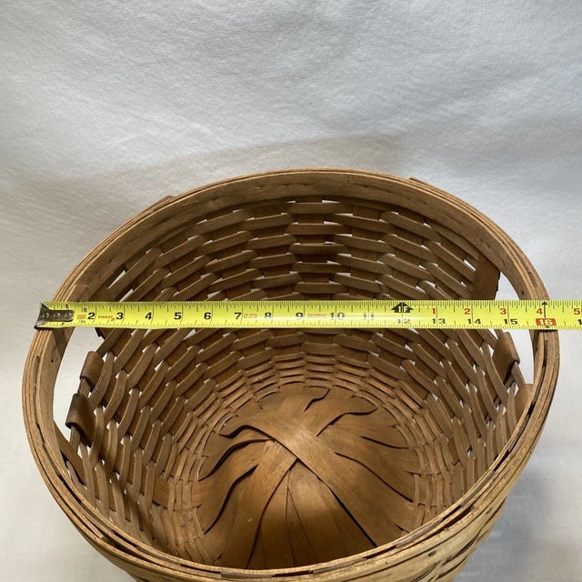 Wood Longaberger Large Round Corn Basket 1985 For Sale - Image 7 of 10