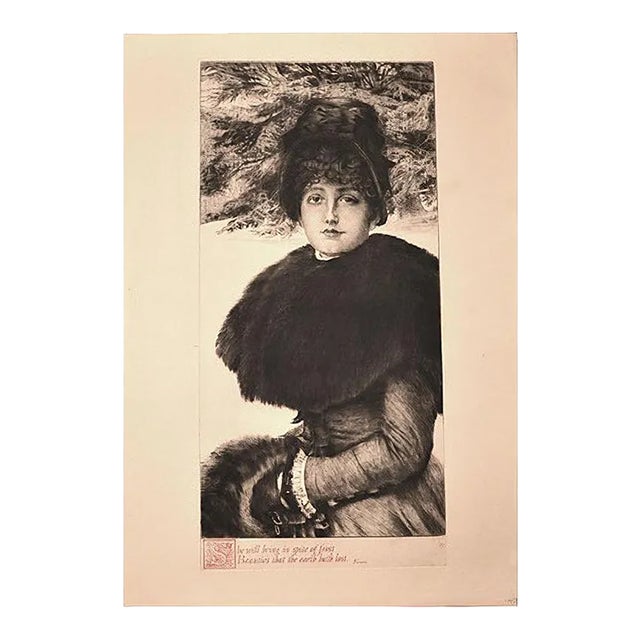 Promenade dans la Neige - Original Etching by J. Tissot - 1880 1880 For Sale