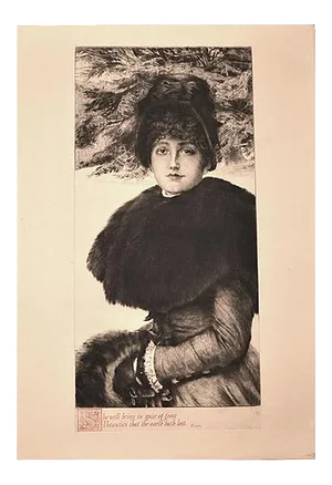 Promenade dans la Neige - Original Etching by J. Tissot - 1880 1880