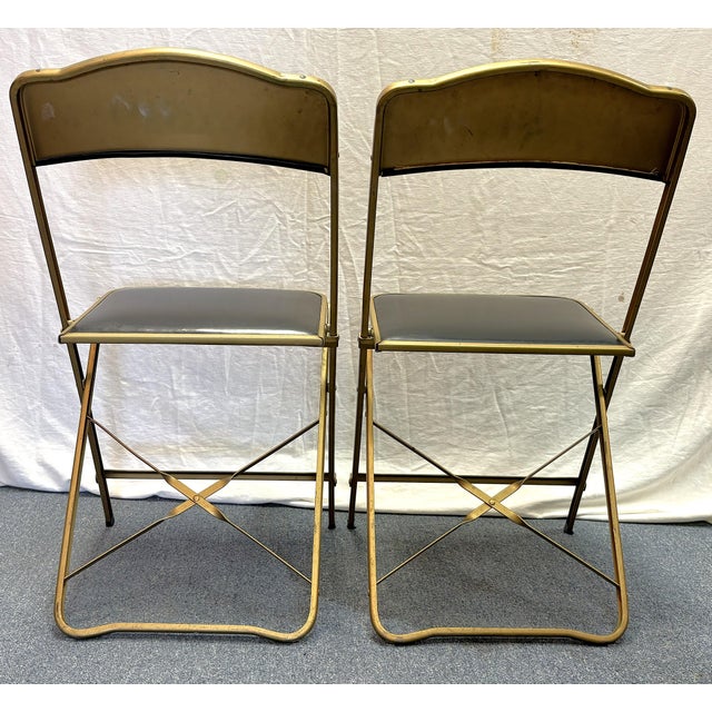1960's Mid Century Modern A. Fritz & Co Folding Game Chairs- A Pair For Sale - Image 12 of 18