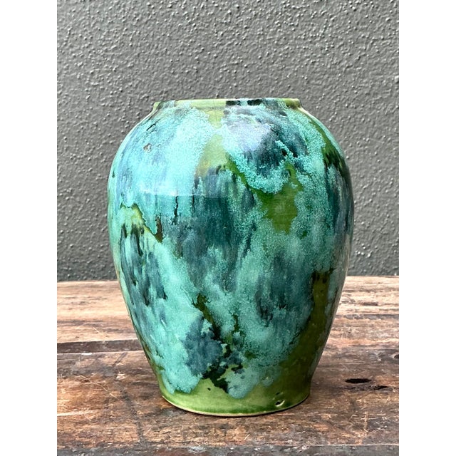 Mid 20th Century Vintage French Drip Glaze Vase For Sale - Image 5 of 12