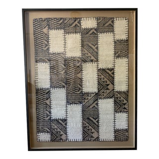 Rustic Stitched Mudcloth Wall Art, Framed For Sale