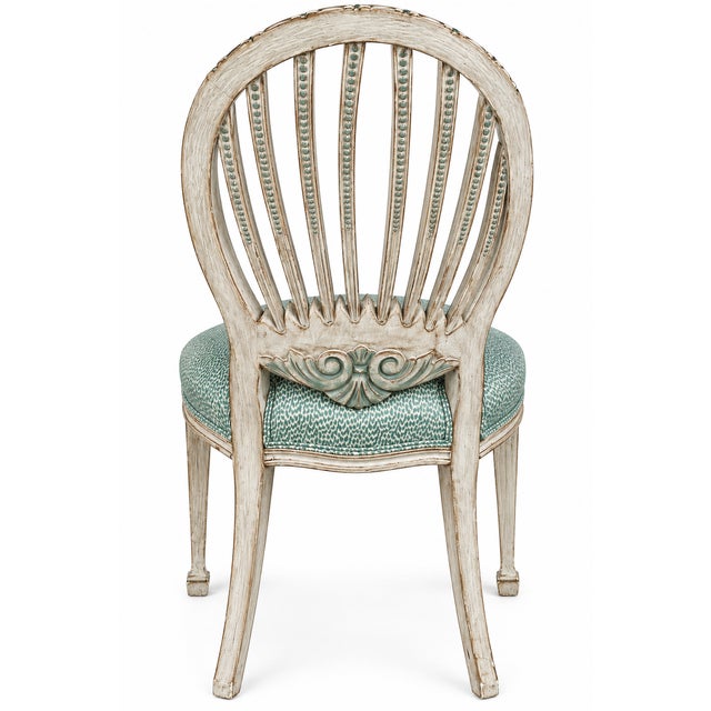 Mid-Century Italian Side Chairs W/ Swedish Gustavian Styling in Faux Chintz - Pair For Sale - Image 9 of 10