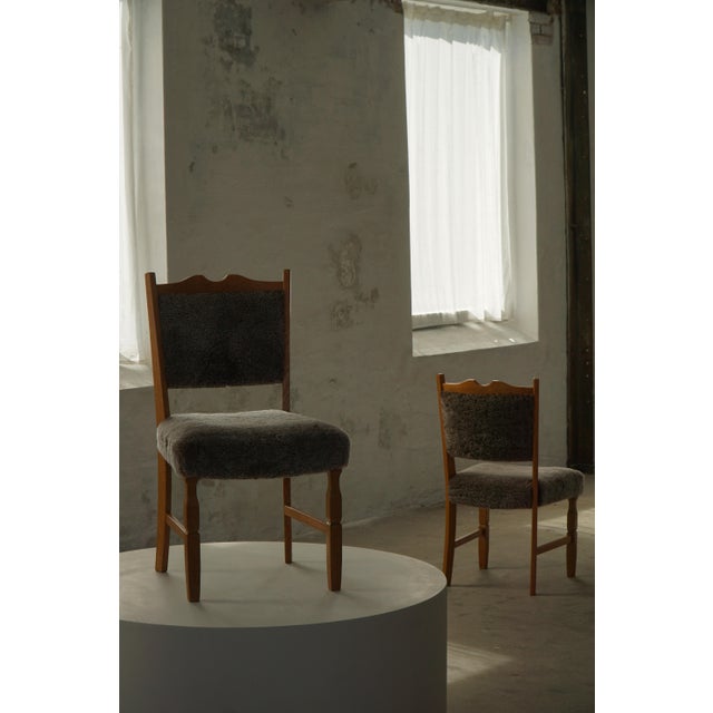 Vintage Danish Modern Dining Chairs in Oak and Lambswool by Henning Kjærnulf, 1960s, Set of 8 For Sale - Image 11 of 18