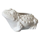 Large Vintage White Hobnail Ceramic Frog Planter – In the Style of Jean Roger, 1960s Sculptural Garden Vessel For Sale