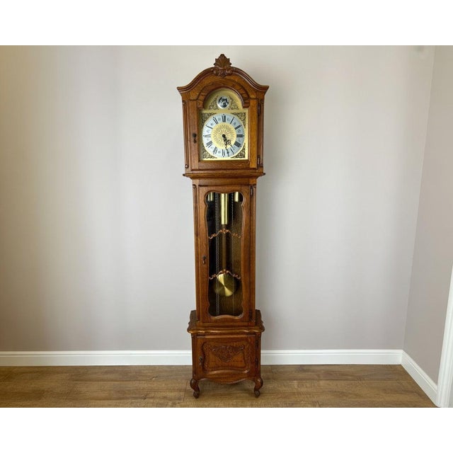 Vintage French Louis Style Oak Grandfather Clock For Sale - Image 14 of 14