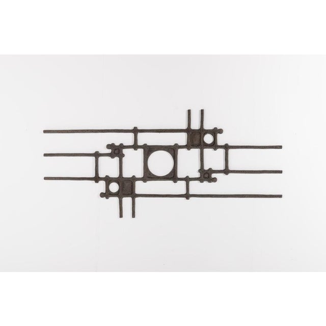 Casted and coated metal Brutalist surface decoration-wall relief from 1980’s. It can be used horizontally or vertically....