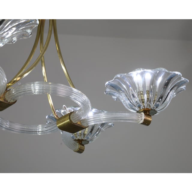 Extraordinary Art Deco Murano Glass and Bras Chandelier by Barovier E Toso, 1950 For Sale - Image 18 of 18