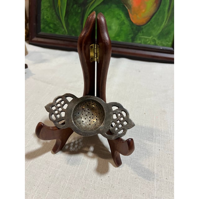 English Vintage Silver English Tea Strainer For Sale - Image 3 of 6