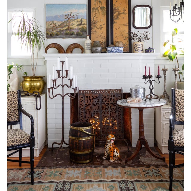 Rustic Wrought Iron Art Nouveau Lotus Candelabra For Sale - Image 10 of 13