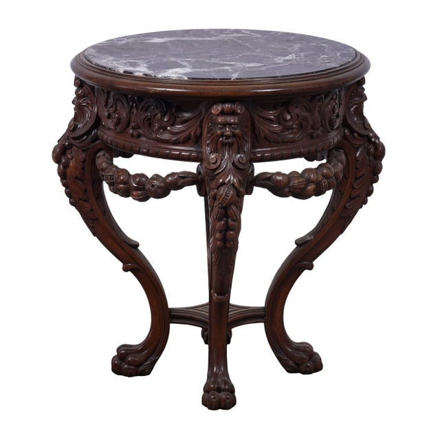 19th Century Marble Top Carved Plant Stand For Sale - Image 9 of 9