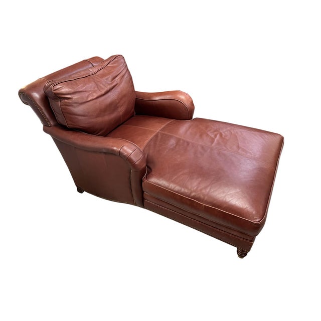 Classic Leather Chaise Lounge For Sale - Image 4 of 16