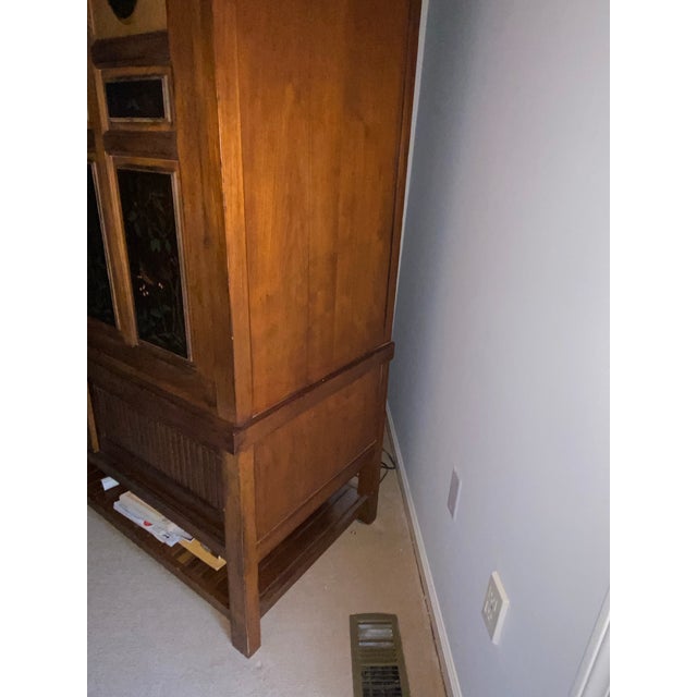 Chestnut Late 20th Century Mandalay by Drexel Heritage Entertainment Armoire in Decorative Asian-Style For Sale - Image 8 of 13