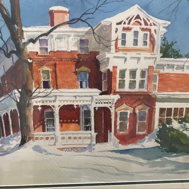 The American School Original 2001 Framed Watercolor Winter Landscape by Harold "Biff" Heins Jr. (Salmagundi Club Member) For Sale - Image 3 of 6