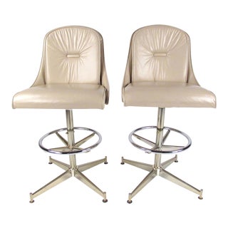 Pair Vintage Modern Counter Stools For Sale