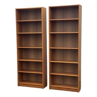 Pair of Tall Mid-Century Modern Scandinavian Bookcases, 83.5" Tall For Sale