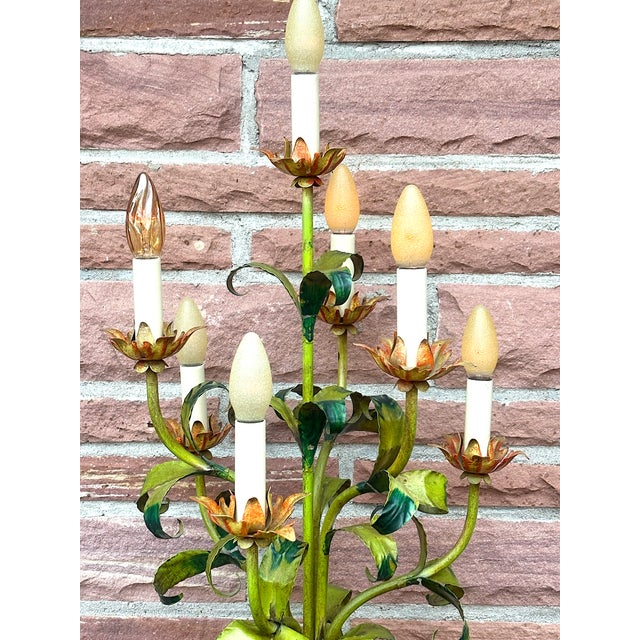 Vintage Italian Florentine Metal Table Lamp, 1960s For Sale - Image 11 of 12