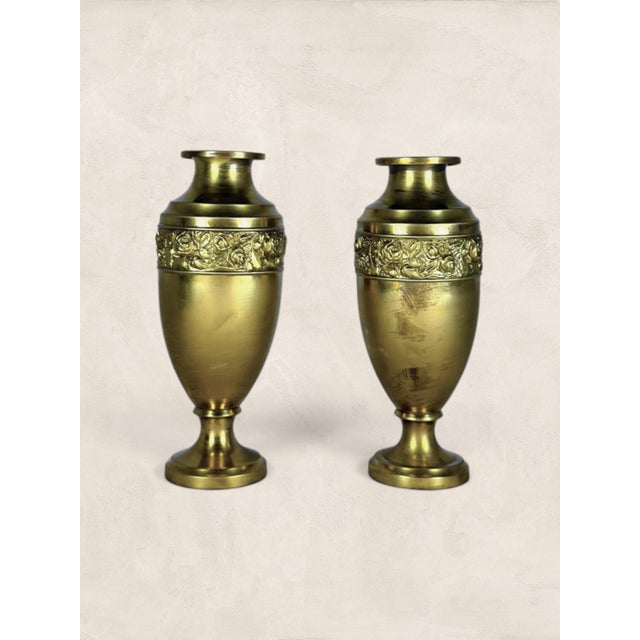 English Antique English Brass Urns, Pair For Sale - Image 3 of 5