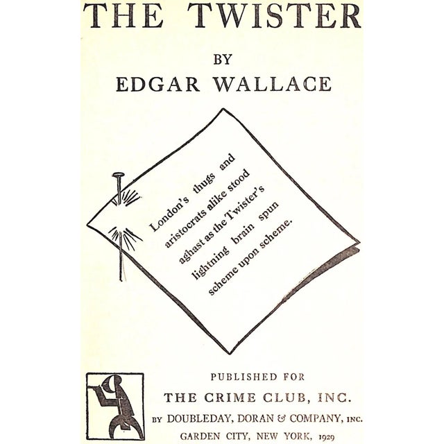 Traditional "The Twister" Book 1929 Wallace, Edgar For Sale - Image 3 of 6