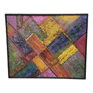 1980s Postmodern Textured Abstract Mixed Media Painting – Memphis Style For Sale