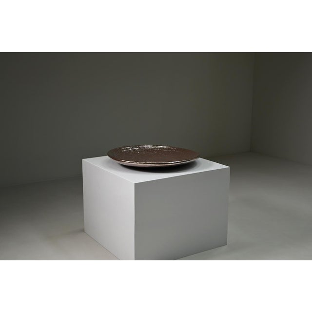 Postmodern Large Handmade Metallic Glazed Ceramic Bowl, 1980s For Sale - Image 3 of 9