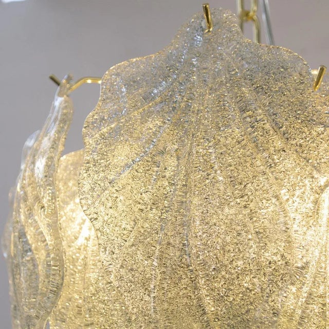 Suspension Chandelier with Murano Glass Leaves, Italy, 1990s For Sale - Image 9 of 12