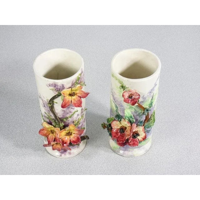 Barbotine Ceramic Vases, France, 1930s, Set of 2 For Sale - Image 10 of 13