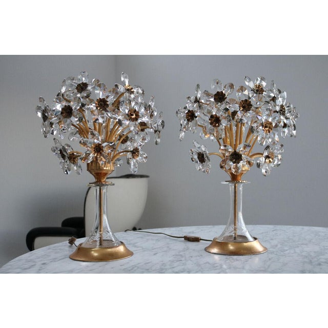 Flower Table Lamp in Crystal Glass Chalice from Palwa For Sale - Image 16 of 17